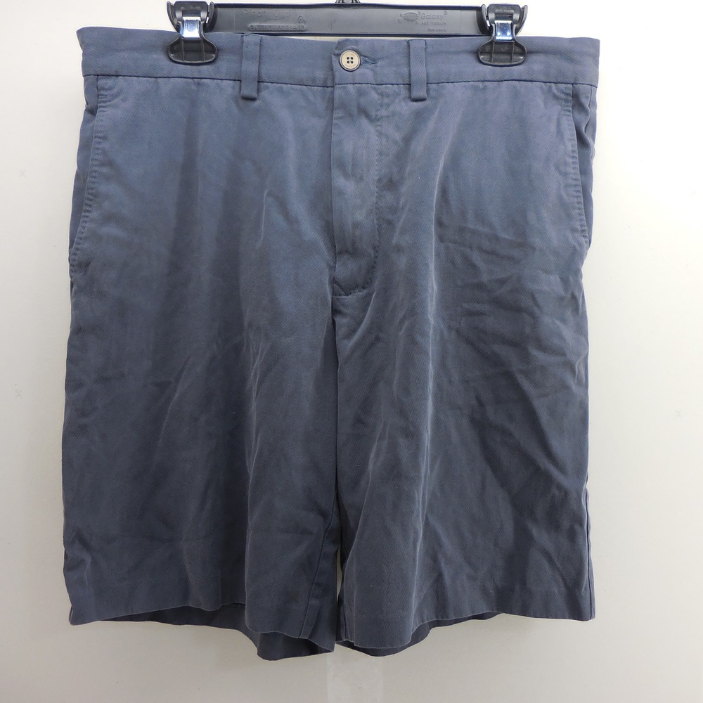 Tommy Bahama Mens 34 Silk Cotton Flat Front Chino Shorts Navy Blue 9 Inseam
